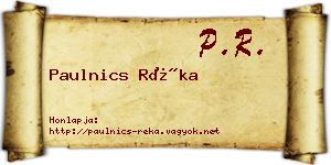 Paulnics Réka névjegykártya